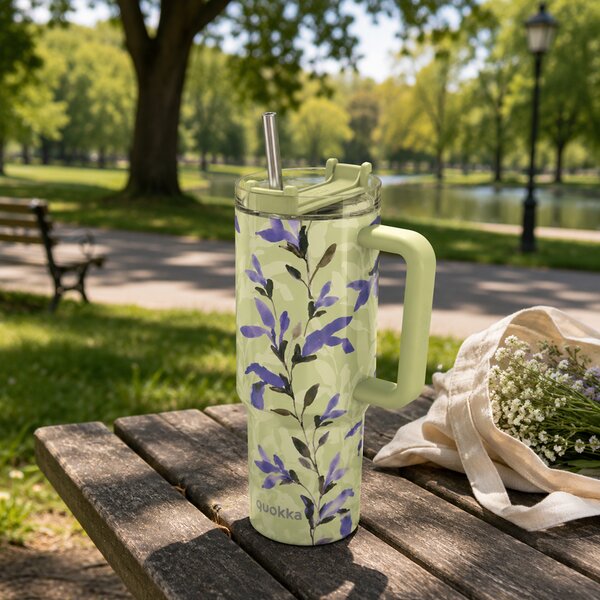 Termohrnek Stream s brčkem, 1,2l, Quokka, matcha