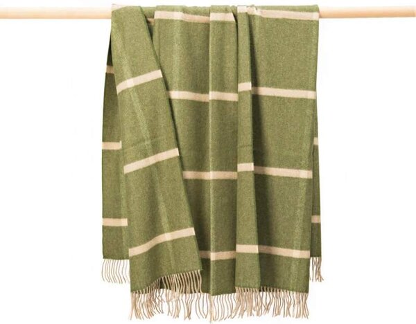 Deka Supersoft vlna / Caregora Angora Green Cream Windowpane Check 190 x 136cm - John Hanly