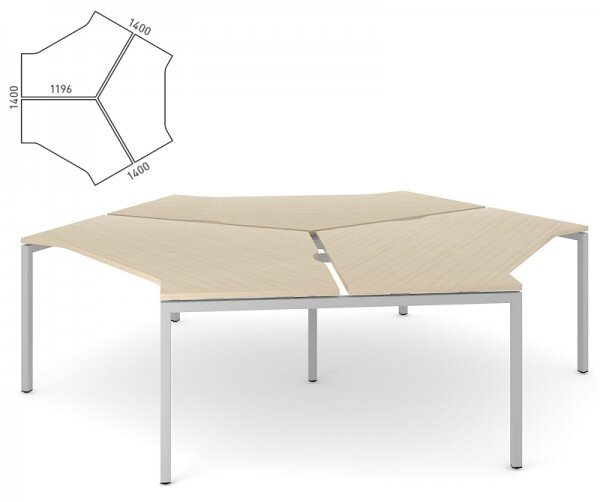 NARBUTAS - Pracovní stůl NOVA U třímístný Ø 281 cm