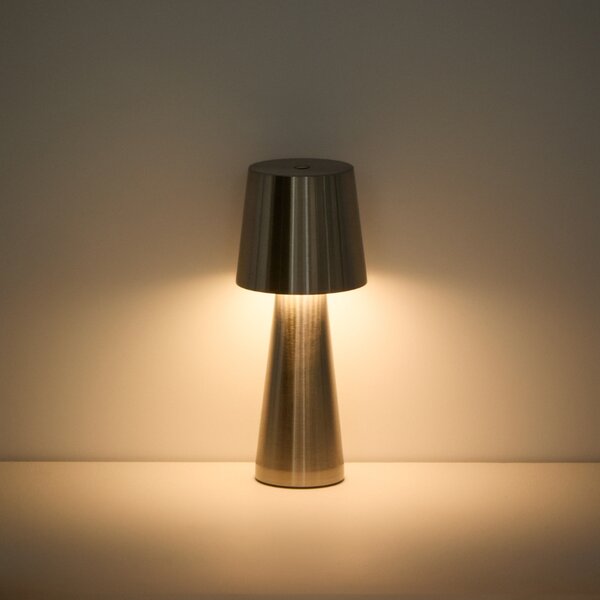 Kave Home Stříbrná kovová zahradní stolní LED lampa Arenys S