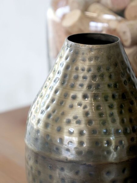 Mosazná antik kovová dekorační váza Tiana - Ø 10*15 cm - Chic Antique