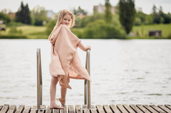 Nelly Plážové pončo dětské -světle růžová Rozměr: 98 - 116 cm