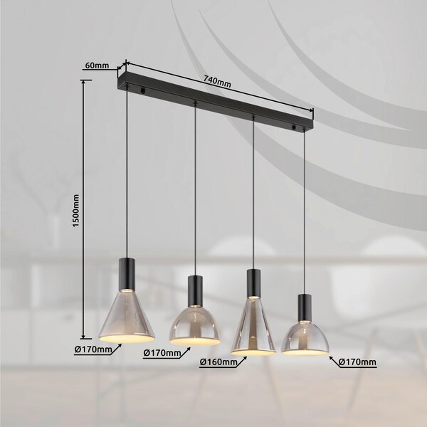 ZÁVĚSNÉ LED SVÍTIDLO, 87/17/150 cm Globo - Online Only svítidla, Online Only