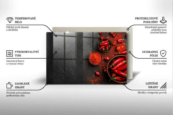 Skleněná deska za sporák Červené chilli papričky