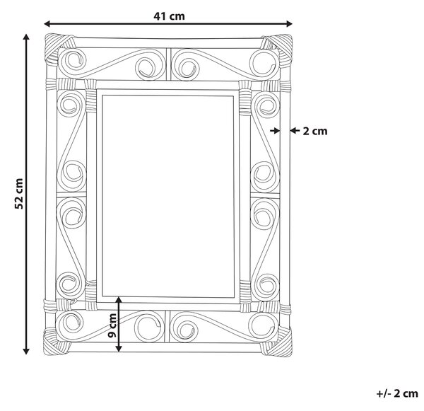 Zrcadlo AMANU 41 cm 52 cm Ratan Přírodní