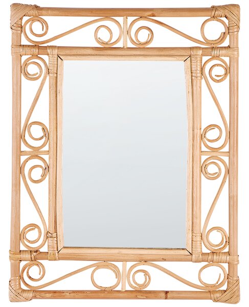 Ratanové nástěnné zrcadlo 41 x 52 cm světlé AMANU