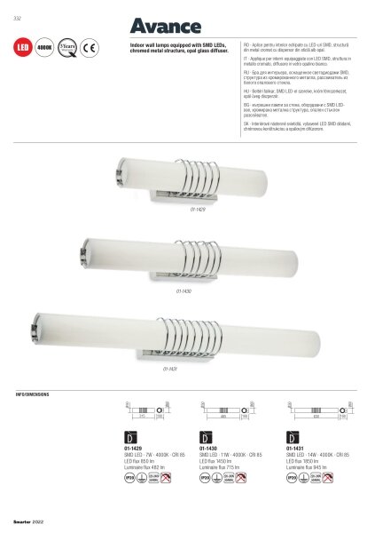 Redo 01-1431 - LED Nástěnné svítidlo AVANCE LED/14W/230V 63 cm bílá