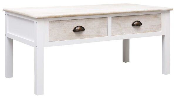 Konferenční stolek bílý a přírodní 100 x 50 x 45 cm dřevo