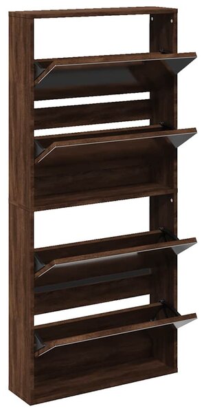 Botník se zrcadlem 4patrový hnědý dub 63 x 17 x 134 cm