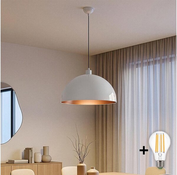 Brilagi - LED Lustr na lanku METALO 1xE27/40W/230V pr. 40 cm bílá/měděná
