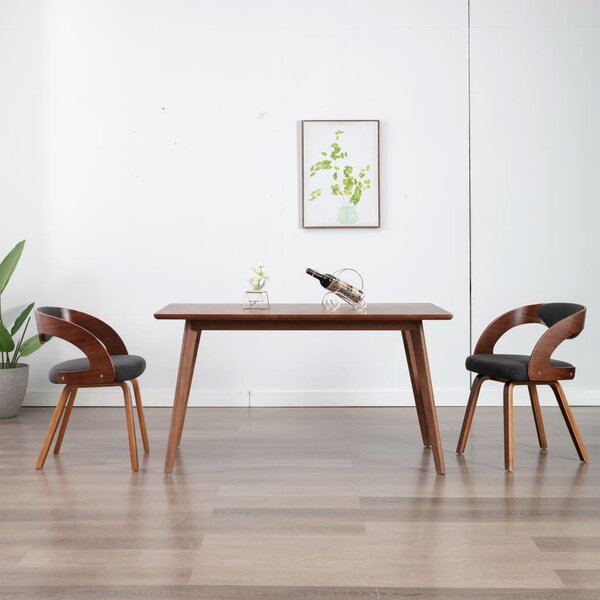 Jídelní židle 2 ks šedé ohýbané dřevo a textil