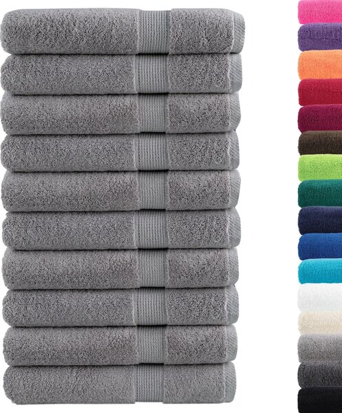 Prémiové ručníky SOLUND 10 ks šedé 100x200 cm 600 g/m²