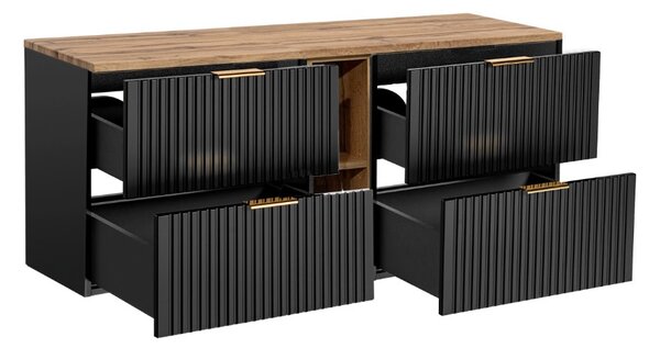 Koupelnová skříňka s deskou ADEL Black D140/1 | 140 cm