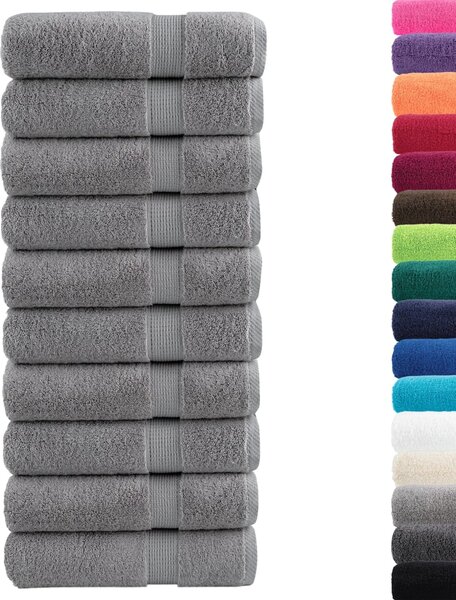 Prémiové ručníky do sprchy SOLUND 10 ks šedé 70x140 cm 600 g/m²
