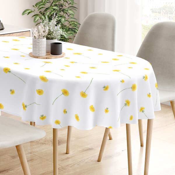 Goldea oválný ubrus 100% bavlněné plátno - pampelišky 140 x 180 cm