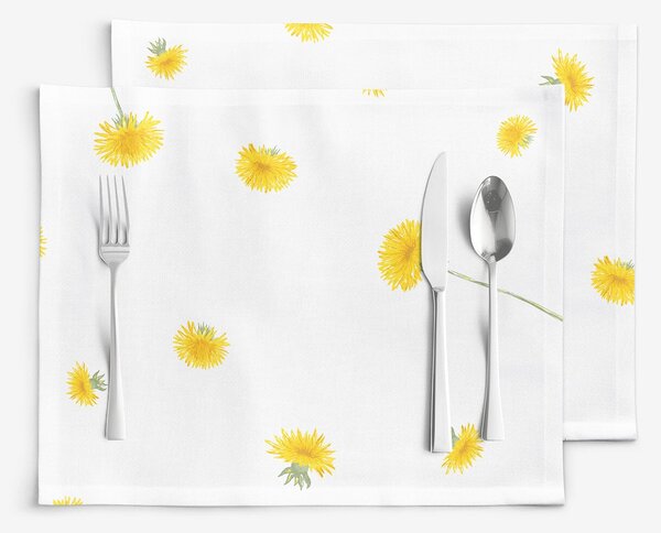 Goldea prostírání na stůl 100% bavlněné plátno - pampelišky - sada 2ks 30 x 40 cm