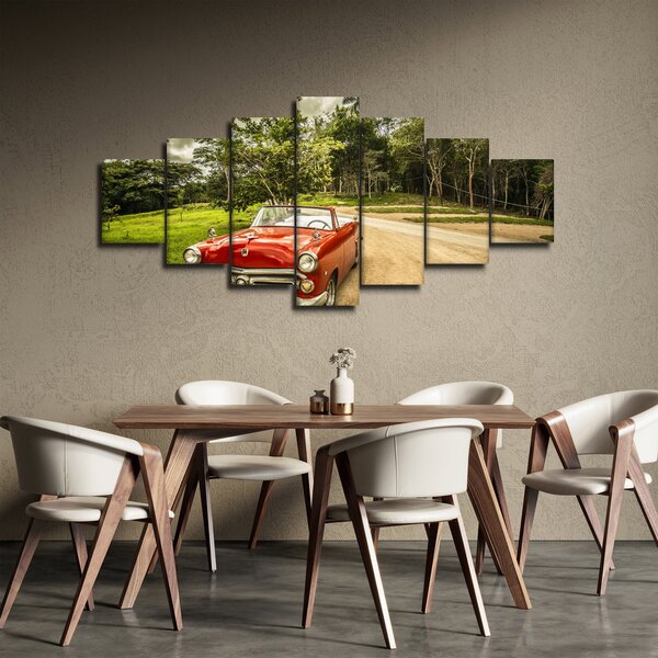 Obraz - auto veterán v přírodě (210x100 cm)