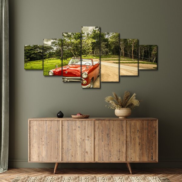 Obraz - auto veterán v přírodě (210x100 cm)