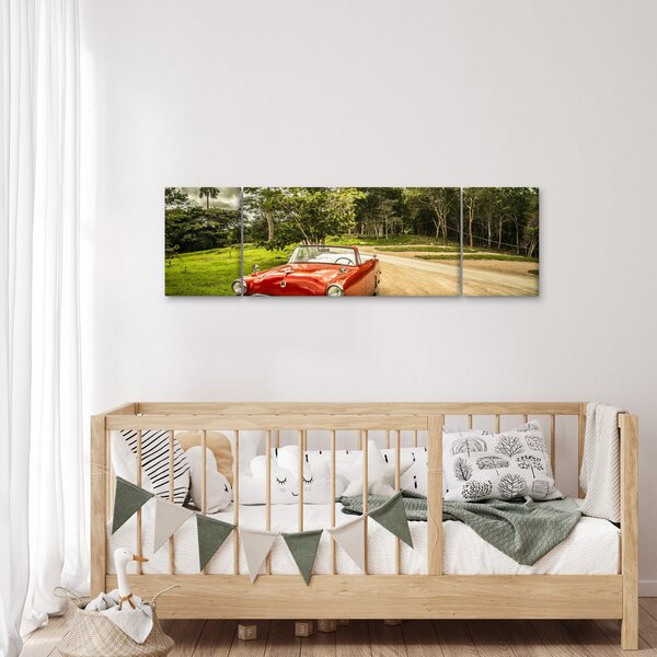 Obraz - auto veterán v přírodě (170x50 cm)