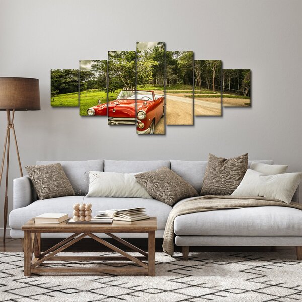 Obraz - auto veterán v přírodě (210x100 cm)