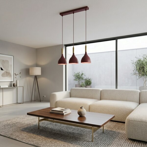 Lustr na lanku NOAK 3xE27/15W/230V burgundy