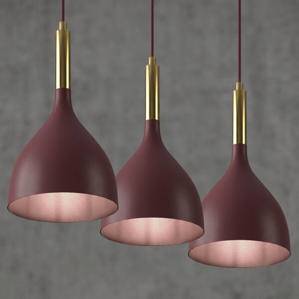 Lustr na lanku NOAK 3xE27/15W/230V burgundy