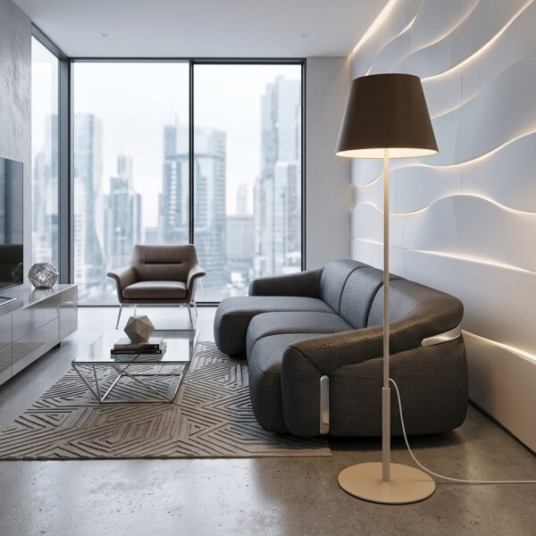 Stojací lampa ARDEN 1xE27/15W/230V béžová/hnědá
