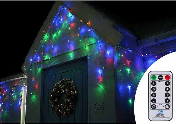 LED krápníky - 22,5m, 500LED, 8 funkcí, ovladač, IP44, multicolor