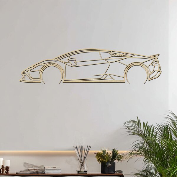 Dřevěný obraz Lamborghini Huracan | Rozměry (cm): 60x15 | Zvolte barvu dekoru: Ořech