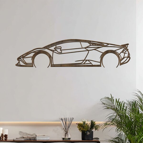 Dřevěný obraz Lamborghini Huracan | Rozměry (cm): 60x15 | Zvolte barvu dekoru: Ořech