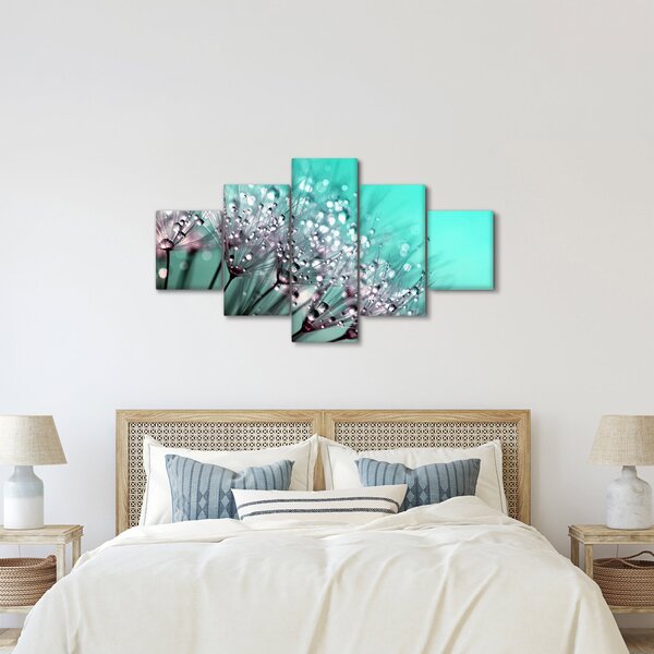 Obraz - orosená rostlina (125x70 cm)