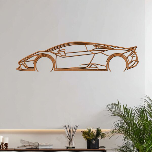 Dřevěný obraz Lamborghini Huracan | Rozměry (cm): 60x15 | Zvolte barvu dekoru: Ořech