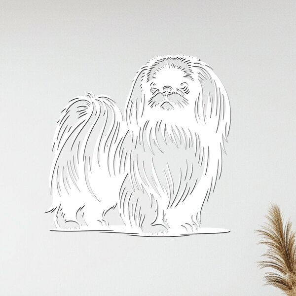 Dřevěný obraz psa Pekingese | Rozměry (cm): 40x39 | Zvolte barvu dekoru: Černá