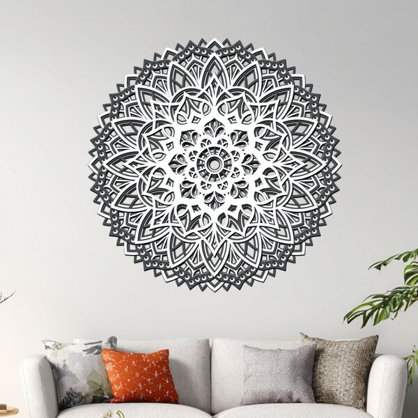 4 vrstvá mandala KVETOUCÍ DUŠE | Rozměry (cm): 40x40 | Zvolte barvu dekoru: Bílá-Antracit