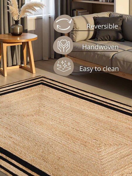 Hanse Home, Kusový koberec Looma 106302 Natural Gold Black, 120x170, béžová, chodba / předsíň