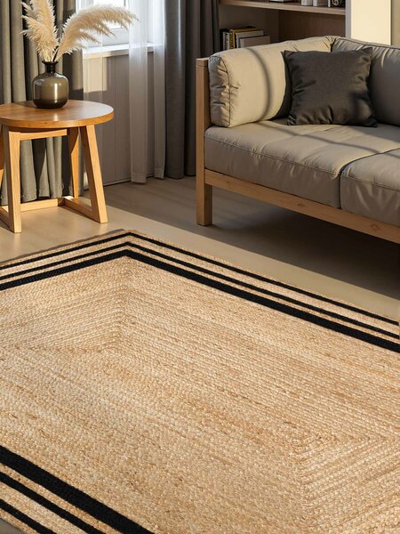 Hanse Home, Kusový koberec Looma 106302 Natural Gold Black, 120x170, béžová, chodba / předsíň