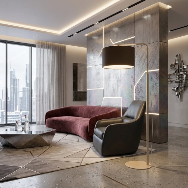 Stojací lampa ARDEN 1xE27/15W/230V béžová/hnědá