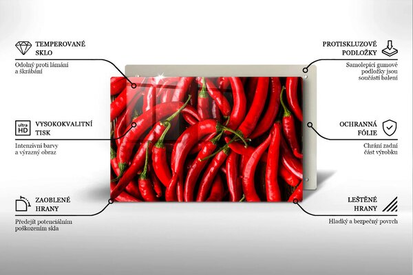 Skleněná deska za sporák Pálivé chilli papričky