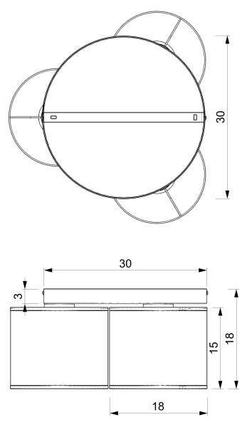 Stropní svítidlo ARDEN 3xE27/15W/230V pr. 30 cm béžová/hnědá