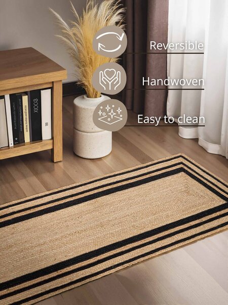 Hanse Home, Běhoun Looma 106302 Natural Gold Black, 70x200, béžová, chodba / předsíň