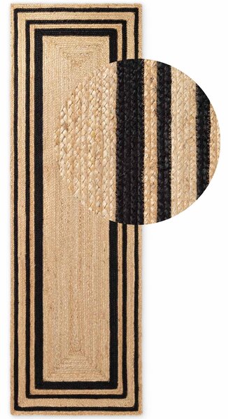 Hanse Home, Běhoun Looma 106302 Natural Gold Black, 70x200, béžová, chodba / předsíň