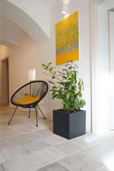 Květináč CUBICO STONE 33x33x33 samozavlažovací kamenná šedá
