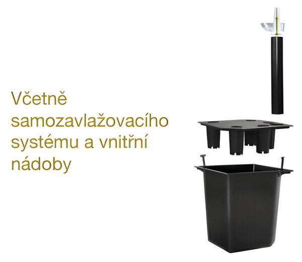 Květináč DELTO STONE 30x30x30 samozavlažovací nízký kamenná šedá