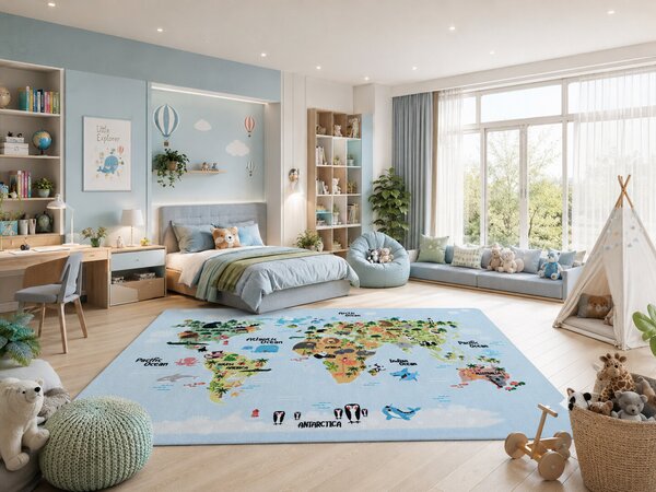 Ayyildiz, Dětský kusový koberec Play 2917 blue, 80x120, modrá, dětský pokoj