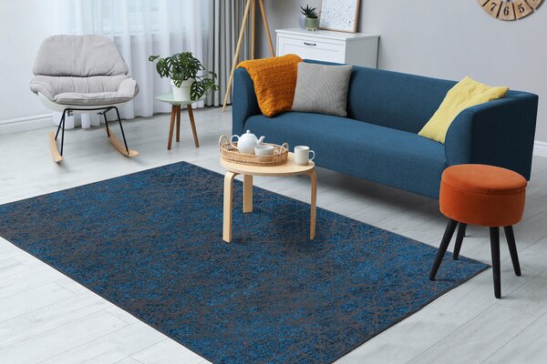 KOBEREC TKANÝ NA PLOCHO, 80/150 cm modrá Kayoom - Online Only koberce & rohožky, Online Only