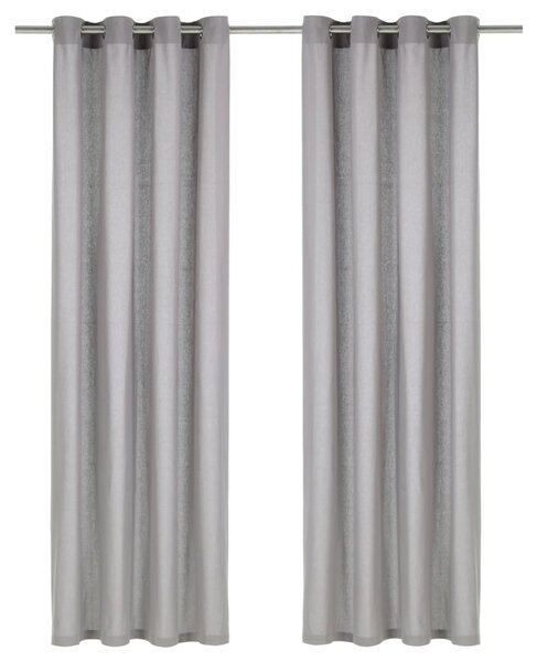 Závěsy s kovovými kroužky 2 ks bavlna 140 x 225 cm šedé