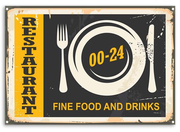 Obraz na plátně Cedule retro otevírací doba restaurace Rozměry: 60 x 40 cm