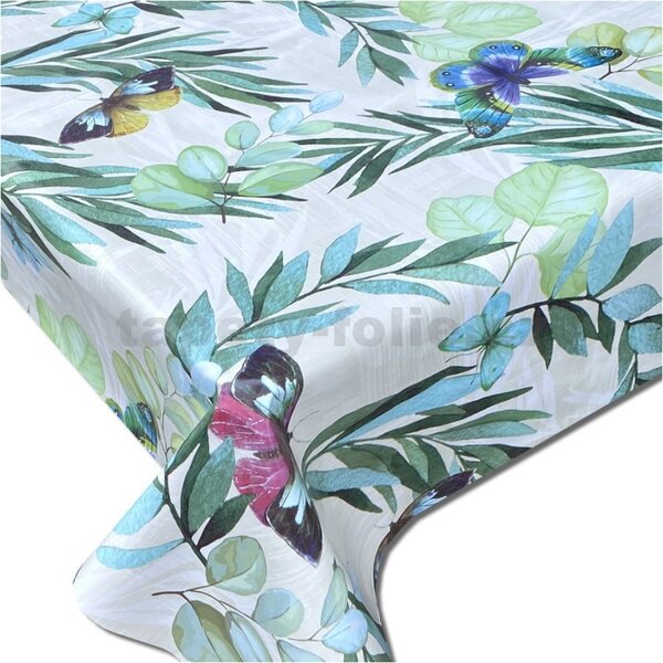 Ubrus PVC 3581485 metráž, 20 m x 140 cm, listy s motýli, IMPOL TRADE