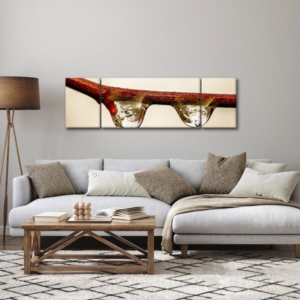 Obraz kapek na větvi (170x50 cm)