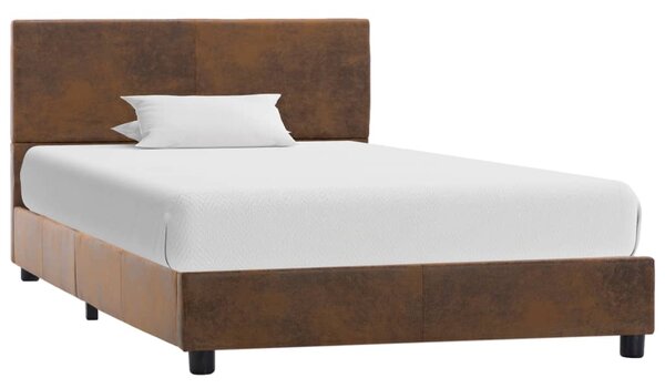 Rám postele hnědý umělá broušená kůže 90 x 200 cm